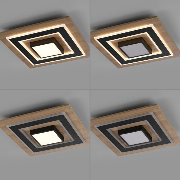Lampe de plafonnier LED bois métal 2150 lm confortable faible éblouissement