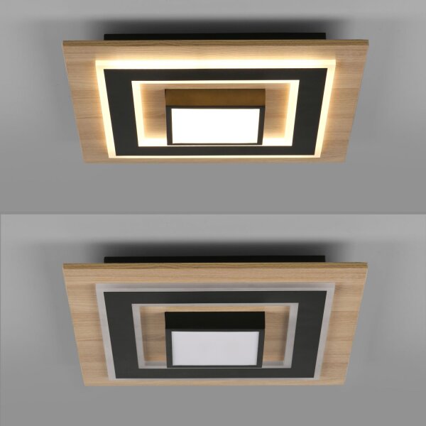Lampe de plafonnier LED bois métal 2150 lm confortable faible éblouissement