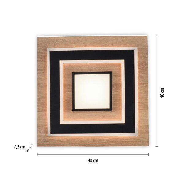 Lampe de plafonnier LED bois métal 2150 lm confortable faible éblouissement