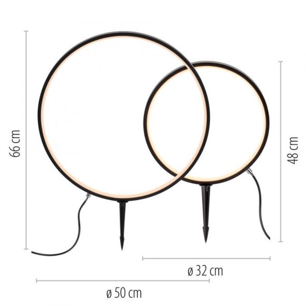 Lampe dallée LED avec piquet de terre Lot de 2 66 cm IP65 Noir