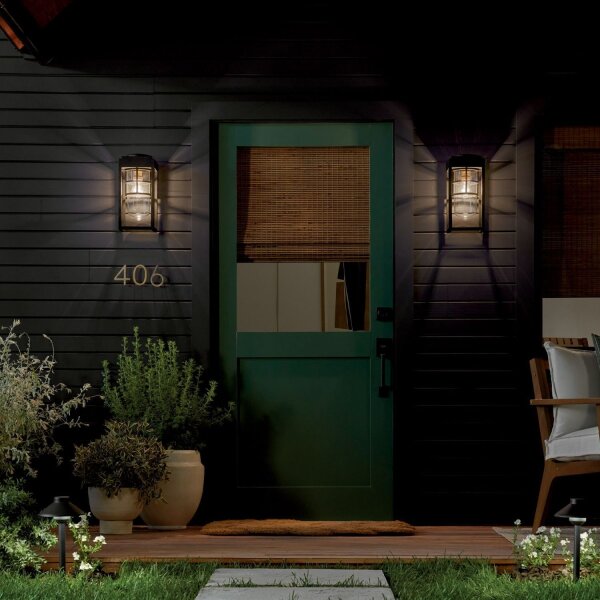 Applique murale extérieure H : 33 cm IP44 Noir E27 carré petit