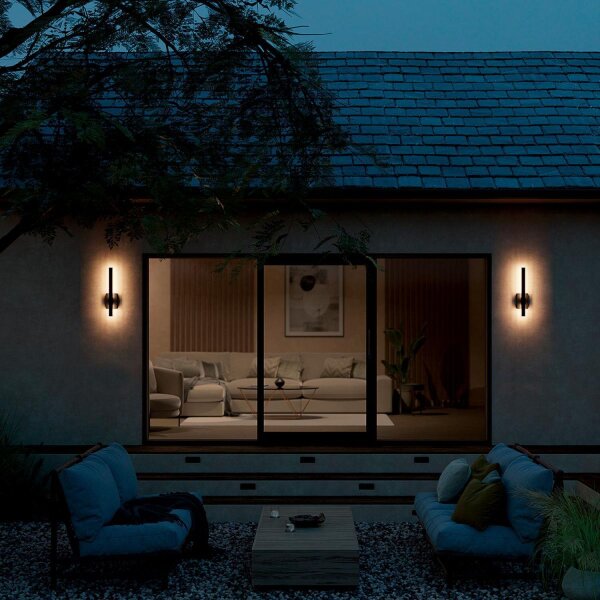 Applique extérieure LED aluminium H : 56 cm IP44 noir indirect