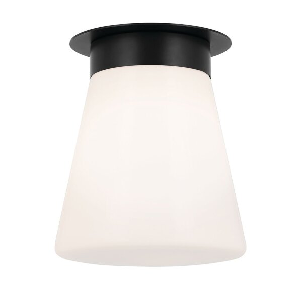 Lampe de plafonnier verre métal D : 21,6 cm petit noir blanc