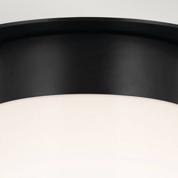 Lampe de plafonnier verre métal D : 21,6 cm petit noir blanc