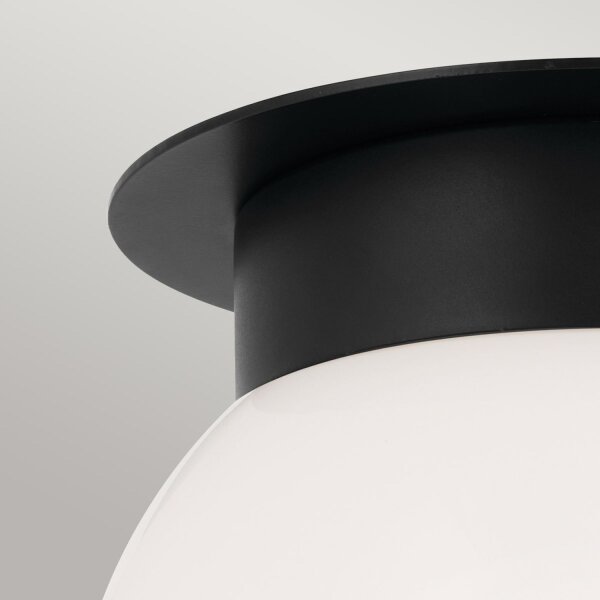 Lampe de plafonnier Abat-jour sphérique verre métal Ø 20,3 cm noir blanc E27
