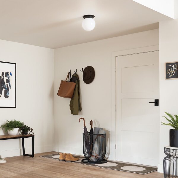 Lampe de plafonnier Abat-jour sphérique verre métal Ø 20,3 cm noir blanc E27