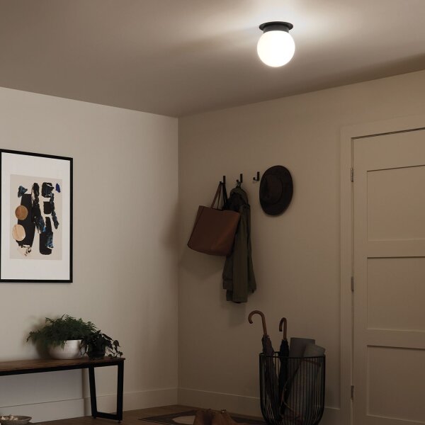 Lampe de plafonnier Abat-jour sphérique verre métal Ø 20,3 cm noir blanc E27