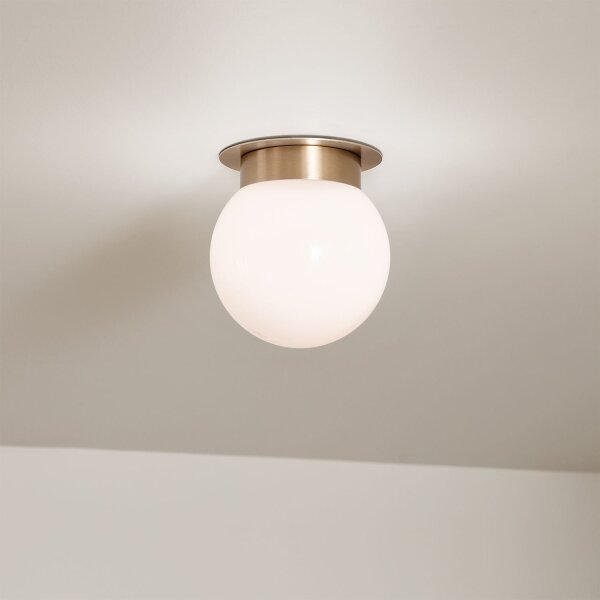 Plafonnier E27 Ø 20,3 cm métal verre en bronze blanc