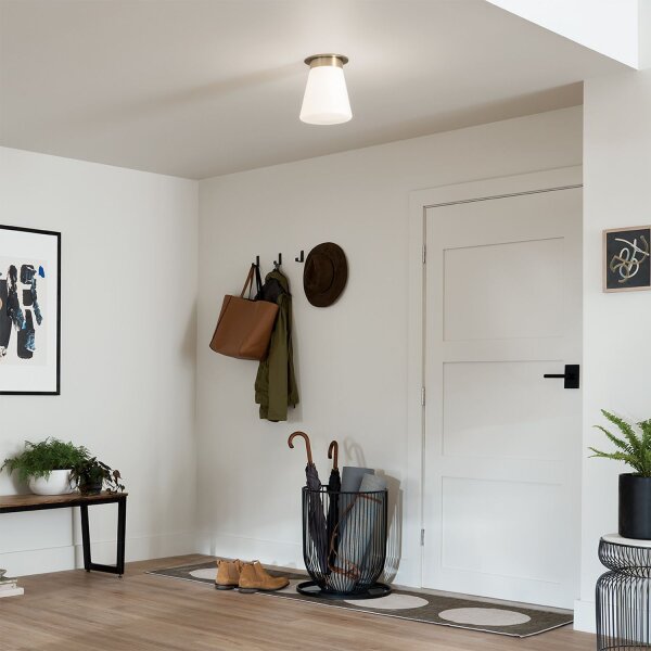 Lampe de plafonnier petit L : 21,6 cm E27 métal verre en bronze blanc