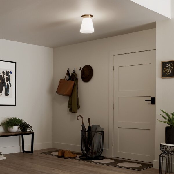 Lampe de plafonnier petit L : 21,6 cm E27 métal verre en bronze blanc