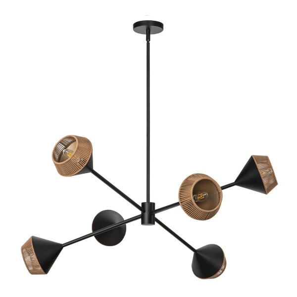 Suspension Métal Câble H : max. 162,5 cm Noir Beige E14
