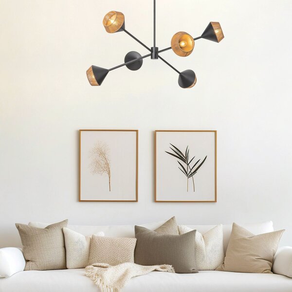 Suspension Métal Câble H : max. 162,5 cm Noir Beige E14