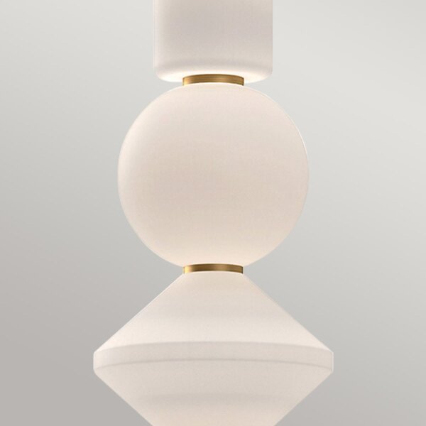 Suspension LED verre métal L : 19,8cm Moderne blanc or antique