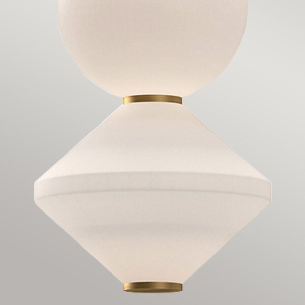 Suspension LED verre métal L : 19,8cm Moderne blanc or antique