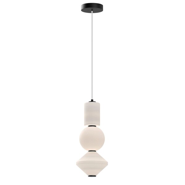 Suspension LED noir blanc réglable en métal verre