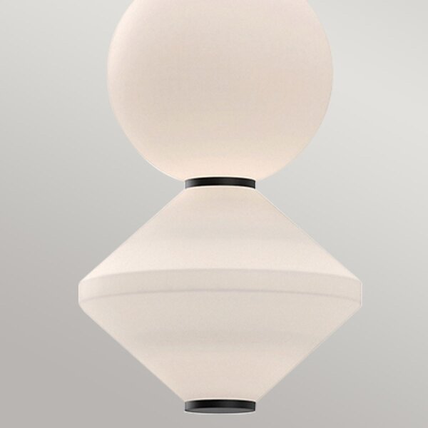Suspension LED noir blanc réglable en métal verre