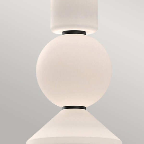 Suspension LED noir blanc réglable en métal verre