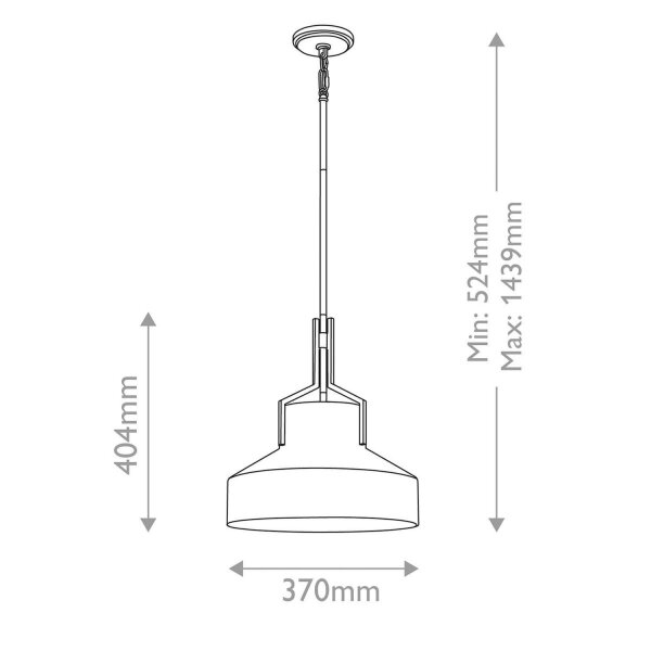 Suspension verre métal D : 37 cm H : max. 143,9 cm E27