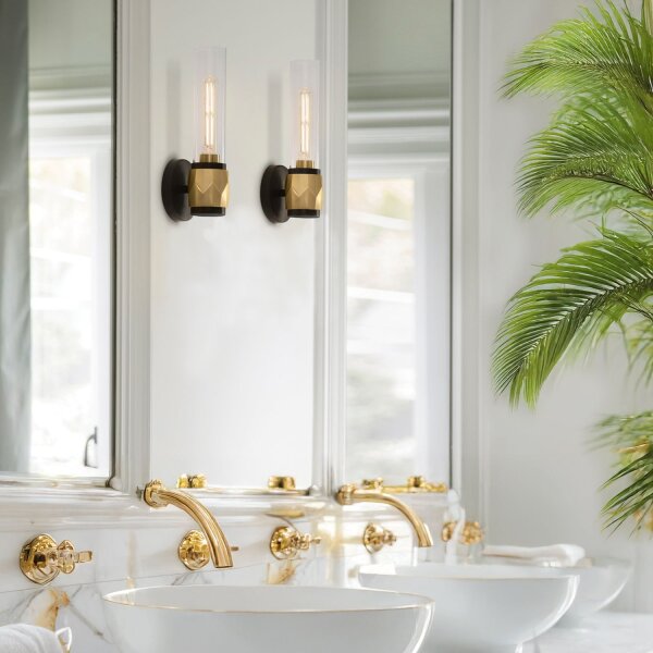 Applique salle de bain 34,6 cm de haut IP44 E27 Moderne Métal Verre