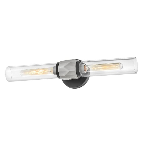 Lampe de salle de bain métal verre L : 56,5 cm IP44 E27 2 flammes