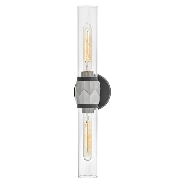 Lampe de salle de bain métal verre L : 56,5 cm IP44 E27 2 flammes