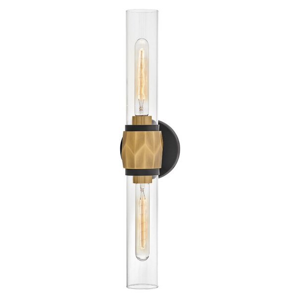 Lampe de salle de bain murale 56,5 cm de large IP44 2x E27 métal verre