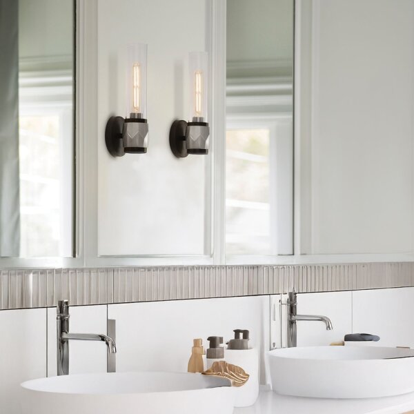 Lampe de salle de bain métal verre E27 IP44 H : 34,6 cm Moderne GRETA