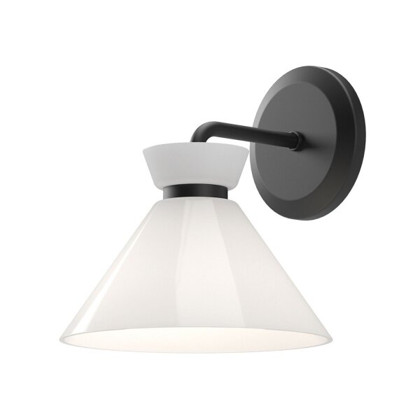 Applique Métal Verre H : 22,2 cm Noir Blanc E14 Rétro