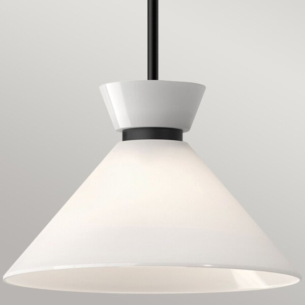 Suspension métal verre D : 35,8 cm rond noir blanc