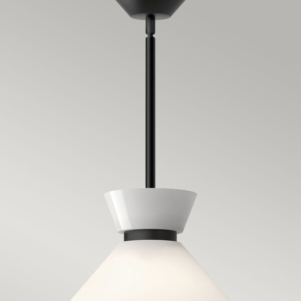 Suspension métal verre D : 35,8 cm rond noir blanc