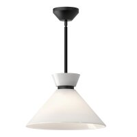Suspension métal verre D : 35,8 cm rond noir blanc