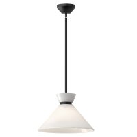 Suspension métal verre D : 35,8 cm rond noir blanc