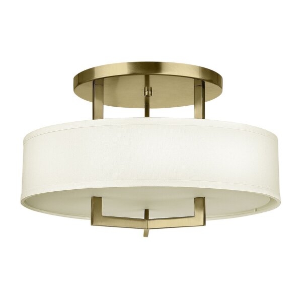 Lampe de plafonnier ronde Ø 50,8 cm 3x E27 métal tissu en laiton blanc