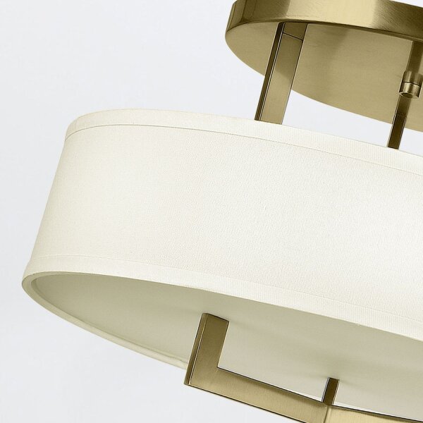 Lampe de plafonnier ronde Ø 50,8 cm 3x E27 métal tissu en laiton blanc