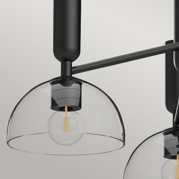 Lampe à suspendre noire verre métal E27 96,8 cm de large Rétro