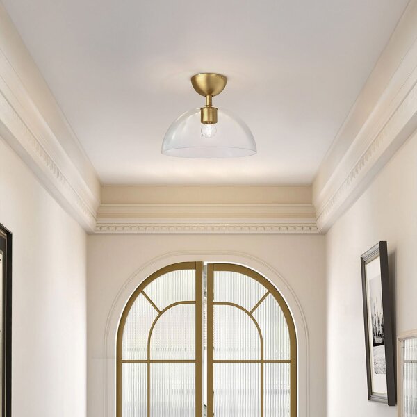 Lampe de plafonnier verre métal E27 Ø 30,5 cm en or brossé