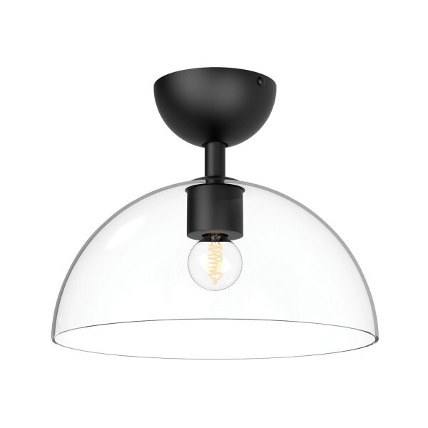 Lampe de plafonnier verre métal E27 D : 30,5 cm rond noir