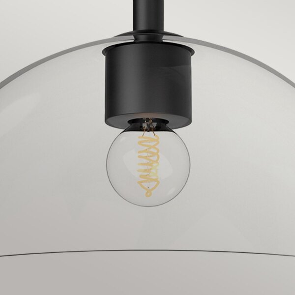 Lampe de plafonnier verre métal E27 D : 30,5 cm rond noir