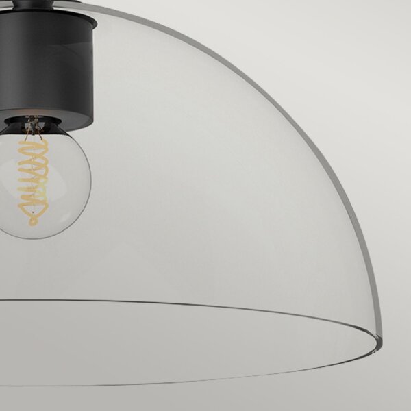 Lampe de plafonnier verre métal E27 D : 30,5 cm rond noir