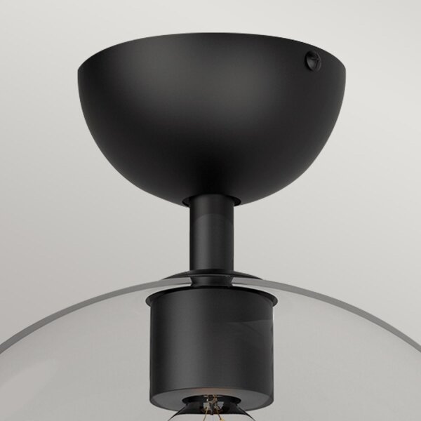 Lampe de plafonnier verre métal E27 D : 30,5 cm rond noir