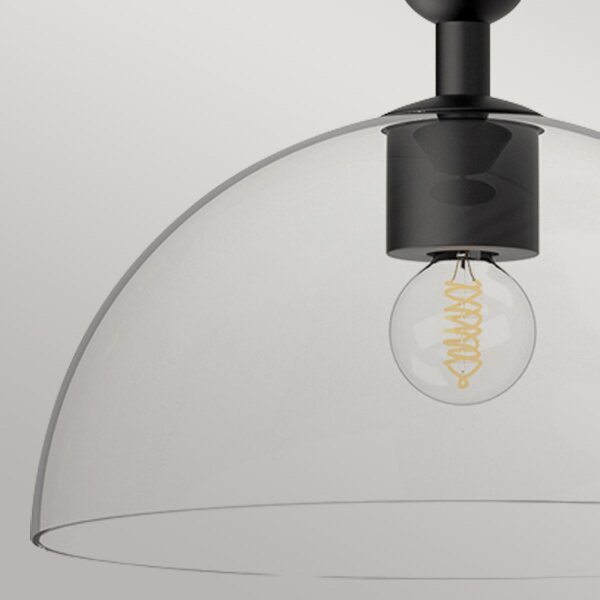 Suspension métal verre ronde D : 30,5 cm noir E27