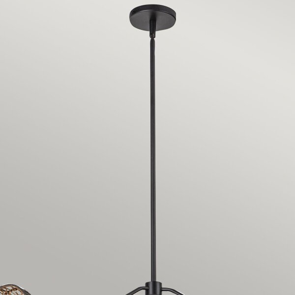 Suspension métal rotin verre 101,4 cm de large 3x E14