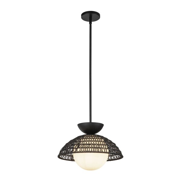 Suspension rotin verre métal D : 37,5 cm H : max. 147,9 cm