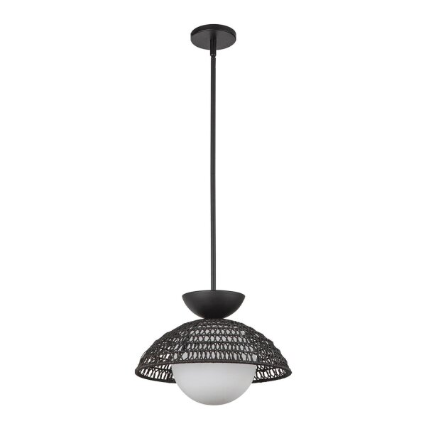 Suspension rotin verre métal D : 37,5 cm H : max. 147,9 cm