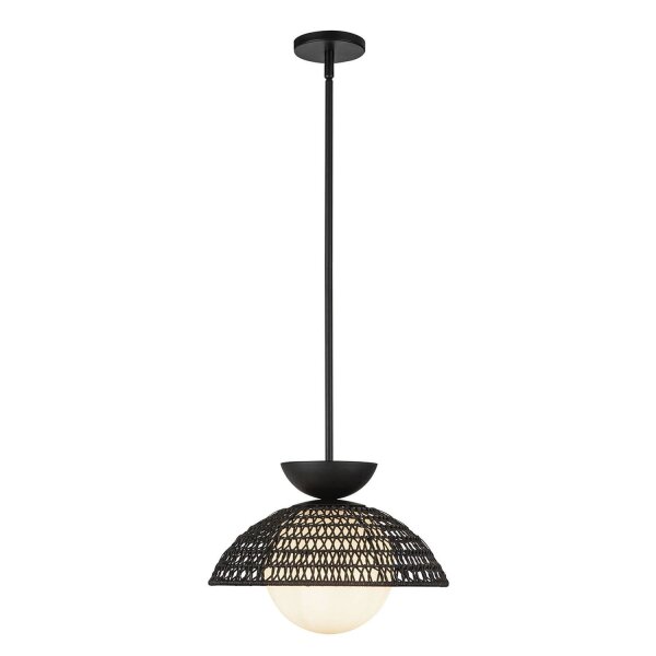 Suspension rotin verre métal D : 37,5 cm H : max. 147,9 cm
