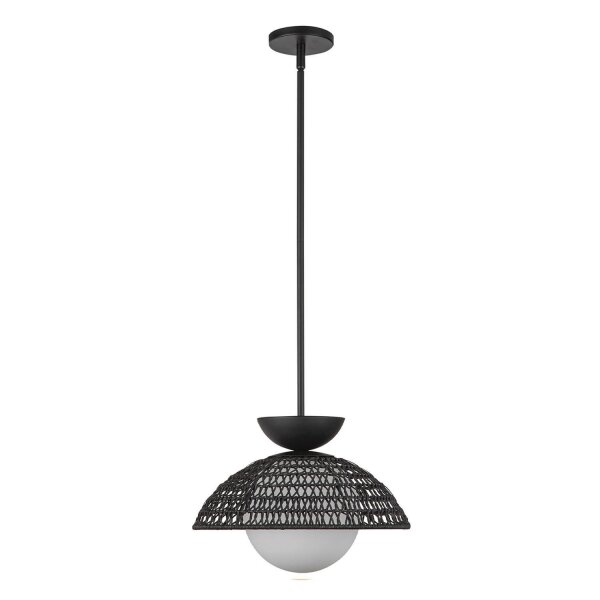 Suspension rotin verre métal D : 37,5 cm H : max. 147,9 cm