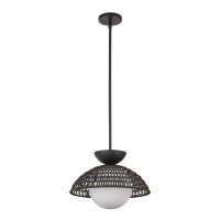 Suspension rotin verre métal D : 37,5 cm H : max....