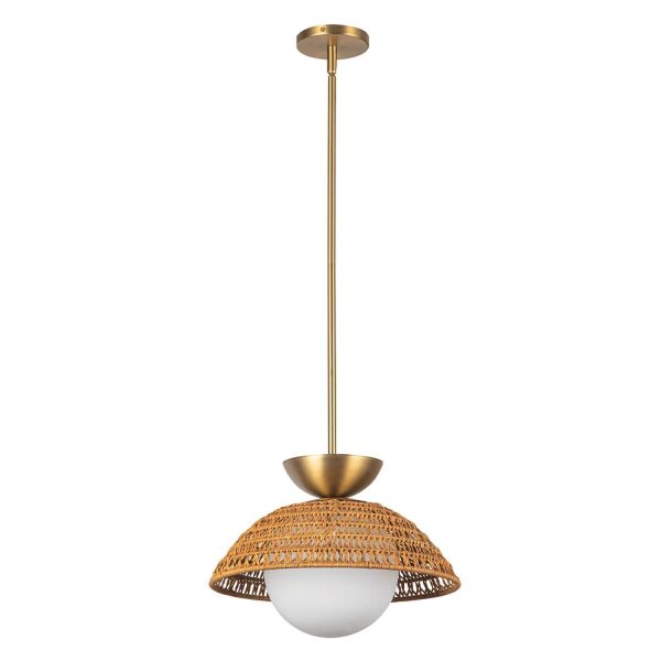 Suspension rotin verre métal Ø 37,5 cm H : max. 147,9 cm E27