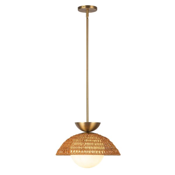Suspension rotin verre métal Ø 37,5 cm H : max. 147,9 cm E27