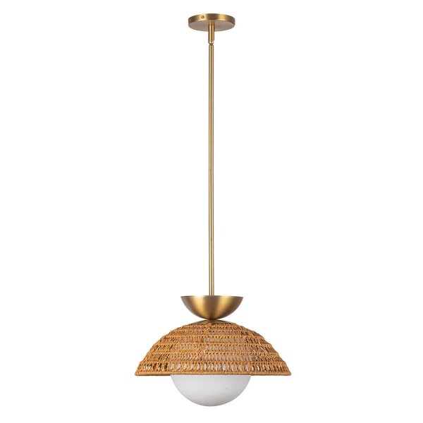 Suspension rotin verre métal Ø 37,5 cm H : max. 147,9 cm E27